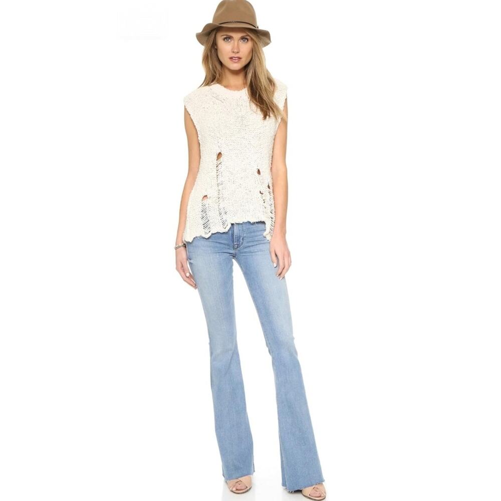 MY Hudson Women's Tyler Raw Cutoff Waistband Flare Blue Denim Jeans NWT 25
